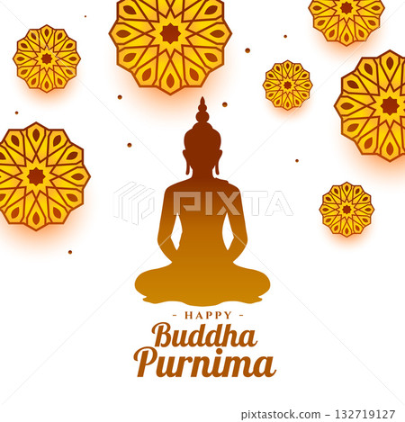 happy buddha or guru purnima festive card for spiritual faith 132719127