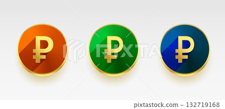isolated and 3d rouble golden coin in 3d style 132719168