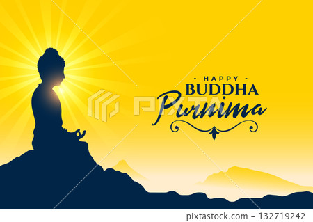 happy buddha purnima or vesak day background with light effect 132719242
