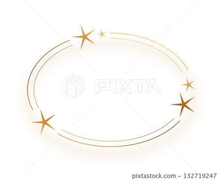decorative golden starry oval frame with blank space 132719247