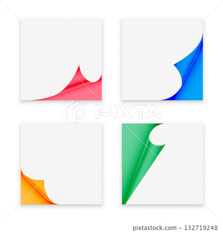 collection of 3d colorful page curl sticker mockup collection of 3d colorful page curl sticker mockup 132719248