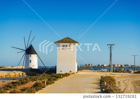 Windmill in San Pedro del Pinatar, Spain 132719281