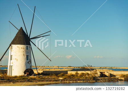 Windmill in San Pedro del Pinatar, Spain 132719282