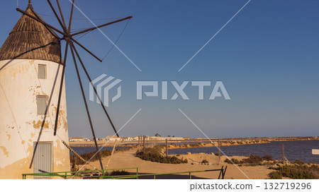 Windmill in San Pedro del Pinatar, Spain 132719296