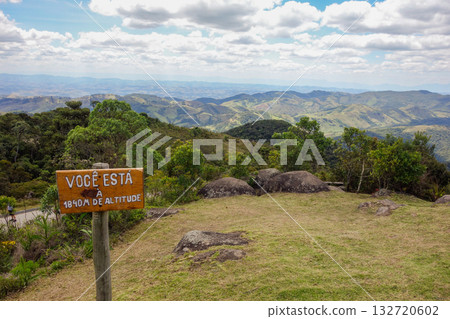You are at an altitude of 1800 m. signboard at Pedra da Macela peak, on border between Sao Paulo and Rio de Janeiro, Brazil You are at an altitude of 1800 m. signboard at Pedra da Macela peak, on border between Sao Paulo and Rio de Janeiro, Brazil 132720602