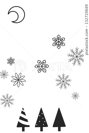 Winter motif background set (snow, tree, moon) 132720689