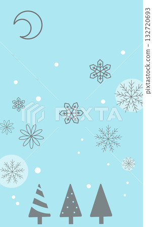 冬季主題背景套裝（雪花/聖誕樹/月亮/垂直版）灰線 132720693