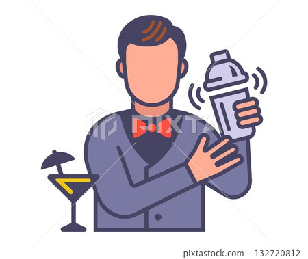 Icon of a bartender making a cocktail. Icon of a bartender making a cocktail. 132720812