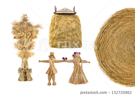 dry haystack isolated on white background 132720862