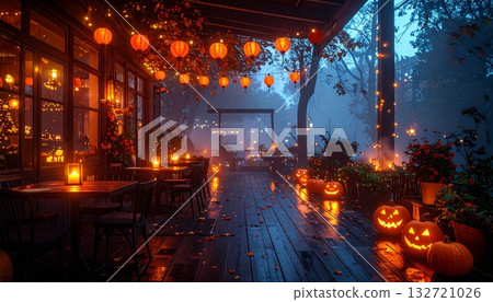 Halloween pumpkin night cafe 132721026