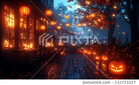 Halloween pumpkin night cafe 132721027