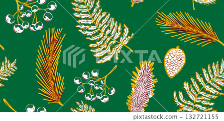 seamless pattern with fir branches and fir seamless pattern with fir branches and fir 132721155