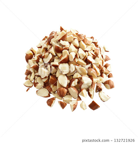 Chopped Almonds. Nutritious Ingredient For Healthy Cooking And Baking. Isolated On Transparent Background 132721926