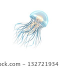 Translucent Jellyfish Illustration. Marine Life And Oceanic Beauty. Isolated On Transparent Background 132721934