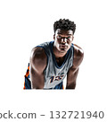 Basketball Player In Action Pose. Athleticism And Competitive Spirit. Isolated On Transparent Background 132721940
