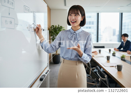 女商人正在白板上做演示 132722601