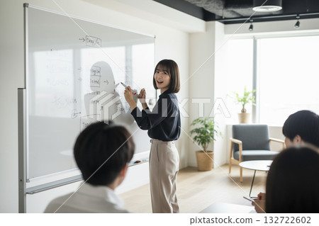 女商人正在白板上做演示 132722602