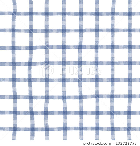 Navy Blue White Plaid Gingham Hand Drawn Background Pattern Overlay 132722753