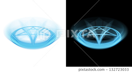Blue magic circle on a transparent background and a black background Blue magic circle on a transparent background and a black background 132723033