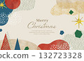 Christmas background material with watercolor illustrations of pop geometric patterns 132723328