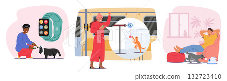 Smart toys for pet games and wearable devices to control and monitoring health indicators scenes Smart toys for pet games and wearable devices to control and monitoring health indicators scenes 132723410