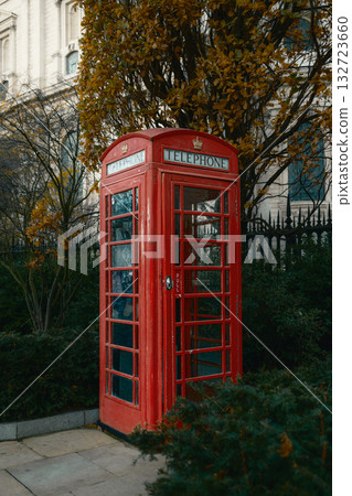 Typical View Of London With A Vintage Phone Booth Typical View Of London With A Vintage Phone Booth 132723660