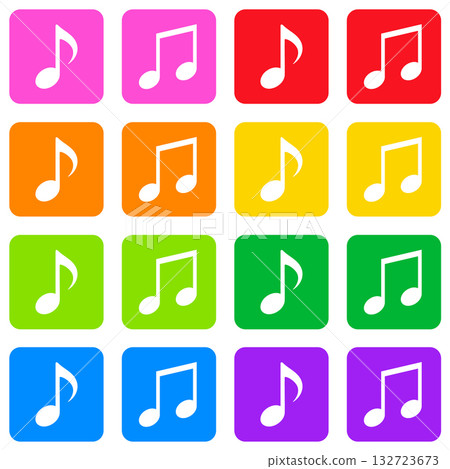 可愛的音符印章圖示彩虹彩色套裝 132723673