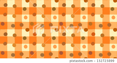 Autumn check and dots vector seamless pattern, Orange and brown gingham background for Thanksgiving backgrounds Autumn check and dots vector seamless pattern, Orange and brown gingham background for Thanksgiving backgrounds 132723899