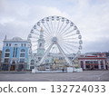 [Ukraine] Ferris wheel and cloudy sky in Podil, a downtown area of the capital Kyiv 132724033