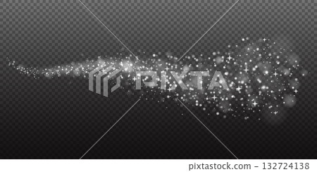 A defined spiral trail of moderate density, featuring clear bokeh lights and a consistent flow of sparkles. This transparent overlay is versatile and ideal for creating a sense of magic and energy in 132724138