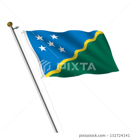 Solomon Islands flagpole 3d illustration 132724141