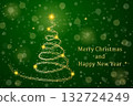 Christmas background. Christmas tree with bokeh on a green background 132724249