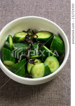 Cucumber and salted kelp with sesame oil Cucumber and salted kelp with sesame oil 132724393