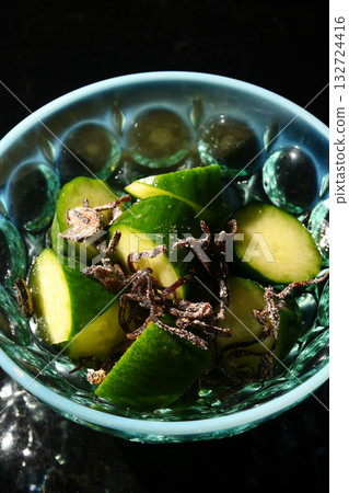 Cucumber and salted kelp with sesame oil Cucumber and salted kelp with sesame oil 132724416