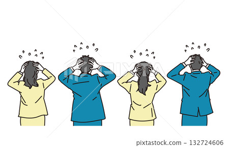 Illustration material of a business person holding his head in panic 132724606
