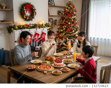 A fun time celebrating Christmas with family 132724623