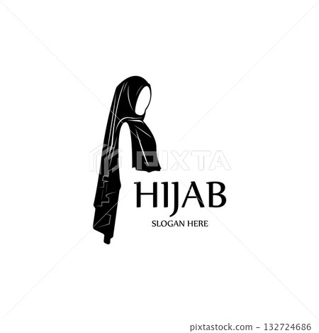 hijab women black silhouette vector icons app-vector 132724686