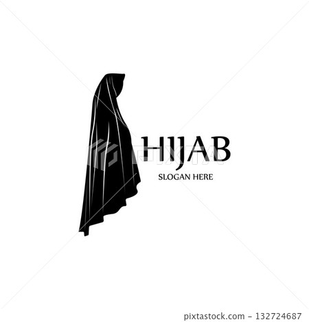 hijab women black silhouette vector icons app-vector 132724687