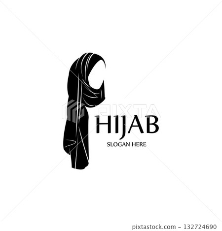 hijab women black silhouette vector icons app-vector 132724690