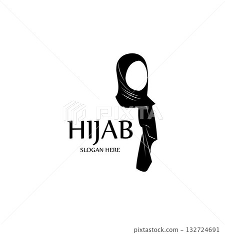 hijab women black silhouette vector icons app-vector 132724691