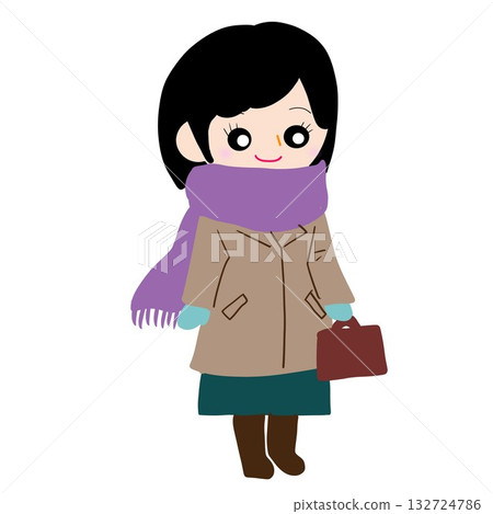 Female silhouette (coat, scarf, skirt and boots) Female silhouette (coat, scarf, skirt and boots) 132724786
