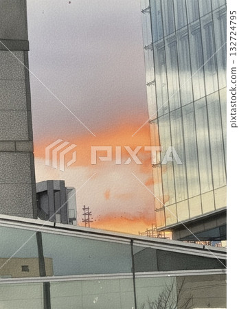 被夕陽染紅的摩天大樓 被夕陽染紅的摩天大樓 132724795
