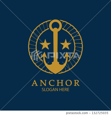 Anchor Logo Design Vector. Symbol of maritime icon or ocean business 132725035