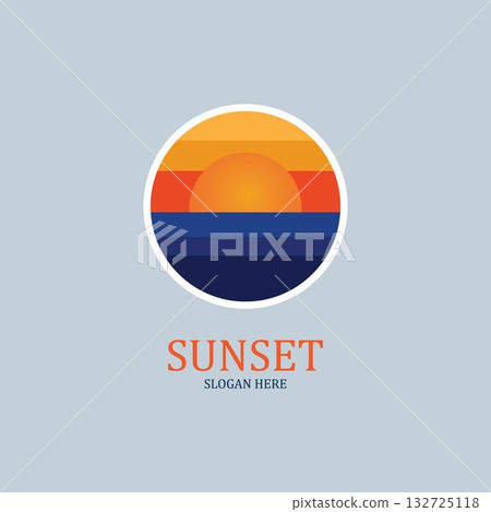 isolated round shape sunset vector logo isolated round shape sunset vector logo 132725118