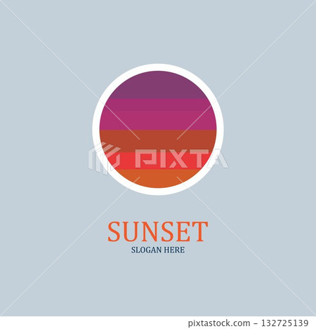 isolated round shape sunset vector logo isolated round shape sunset vector logo 132725139