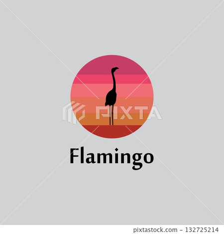 flamingo silhouette scene at sunset logo design vector flamingo silhouette scene at sunset logo design vector 132725214