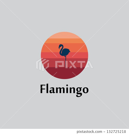 flamingo silhouette scene at sunset logo design vector flamingo silhouette scene at sunset logo design vector 132725218