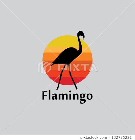 flamingo silhouette scene at sunset logo design vector flamingo silhouette scene at sunset logo design vector 132725221