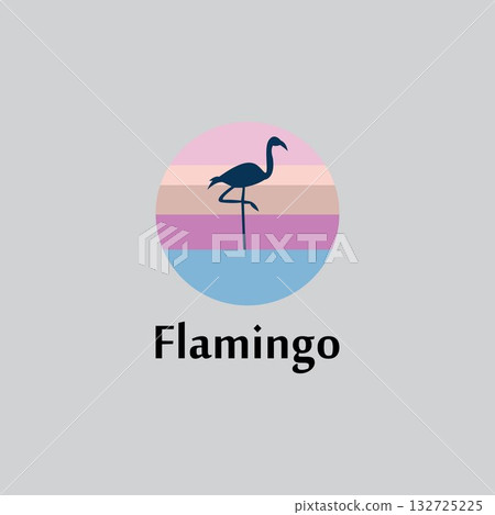 flamingo silhouette scene at sunset logo design vector 132725225