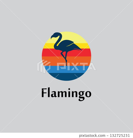 flamingo silhouette scene at sunset logo design vector flamingo silhouette scene at sunset logo design vector 132725231